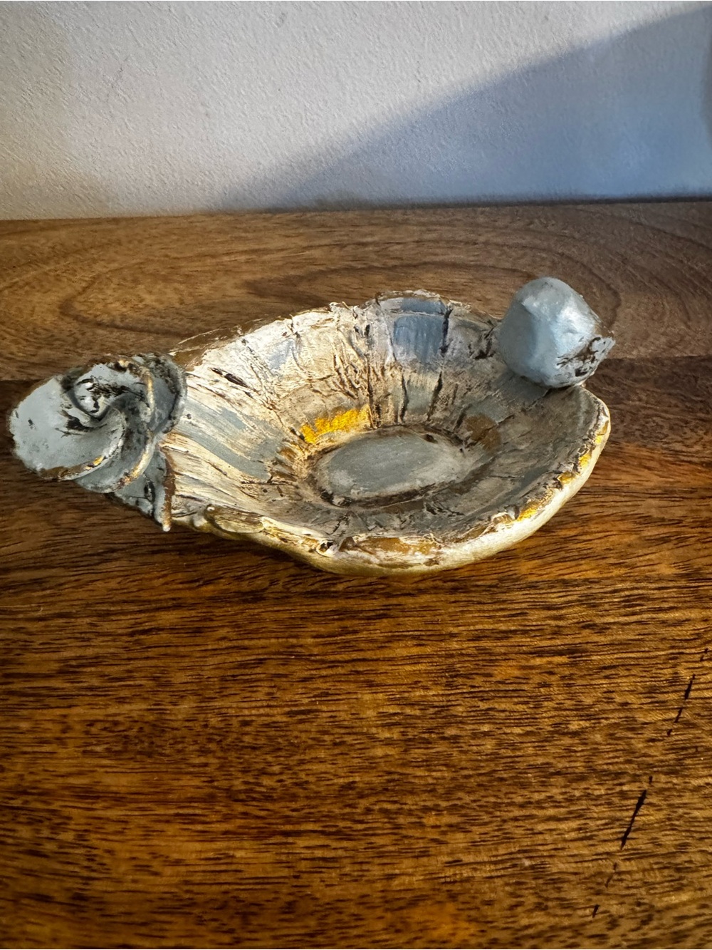 Textured Ceramic Accent Bowl in Silver and Gold